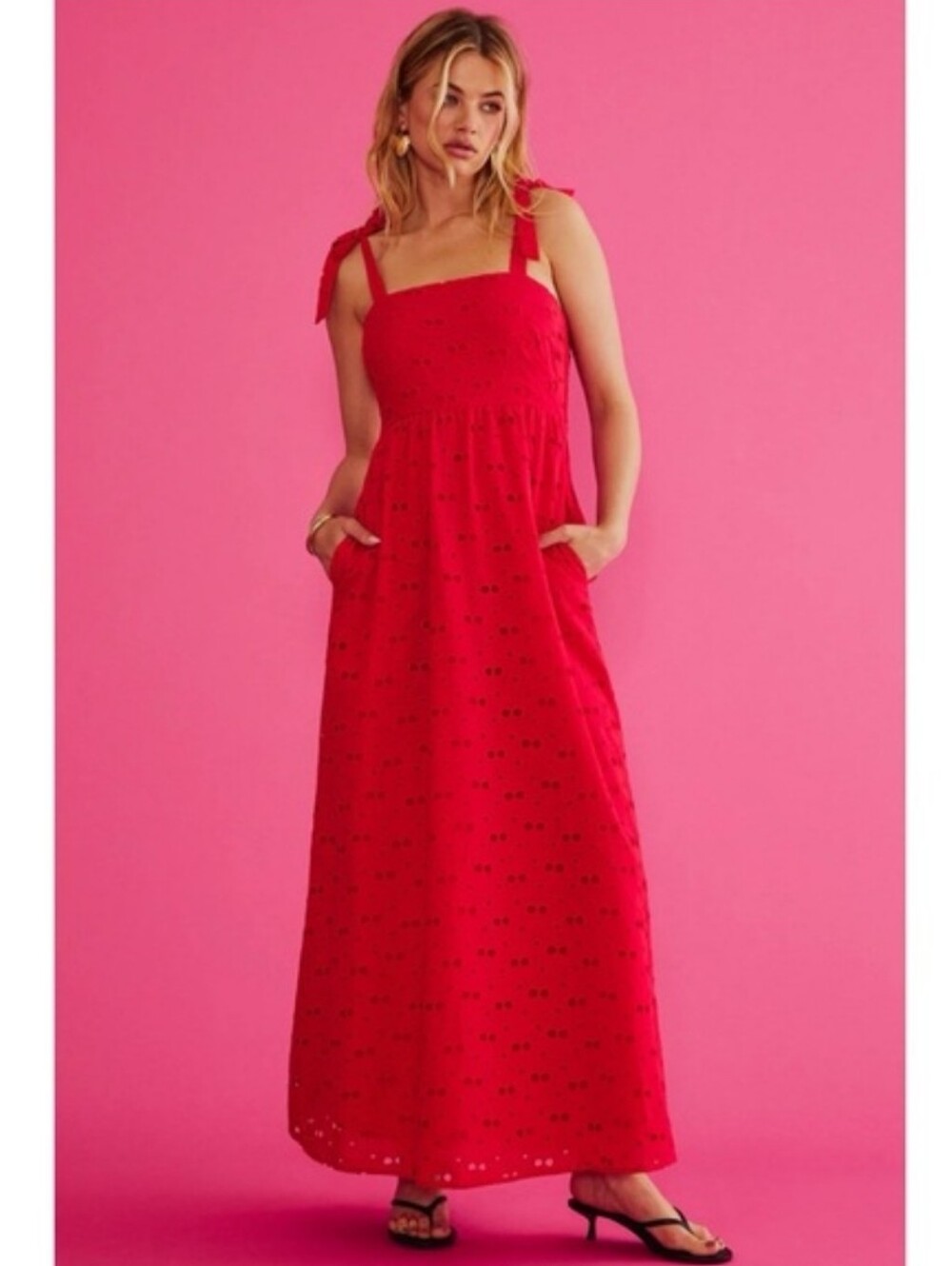 Beach Riot Charlotte Dress Cherry Eyelet Red Size S